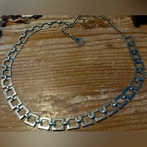Silver Tone Metal square links Belt 39” long EUC